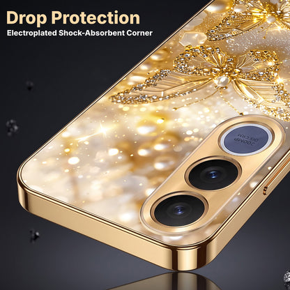 Vivo V70 FE 5G Golden Butterfly Gold Electroplated Glass Phone Back Case