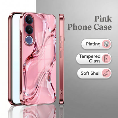 Vivo V70 FE 5G Crystal Wave Energy Pink Electroplated Glass Phone Back Case