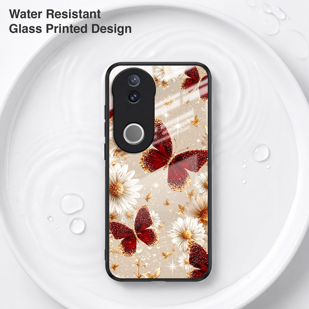 Vivo V50 5G Butterfly Floral Acrylic Glass Back Case