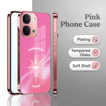Vivo T5x 5G Luxury Shree Radha Pink Electroplated Glass Phone Back Case