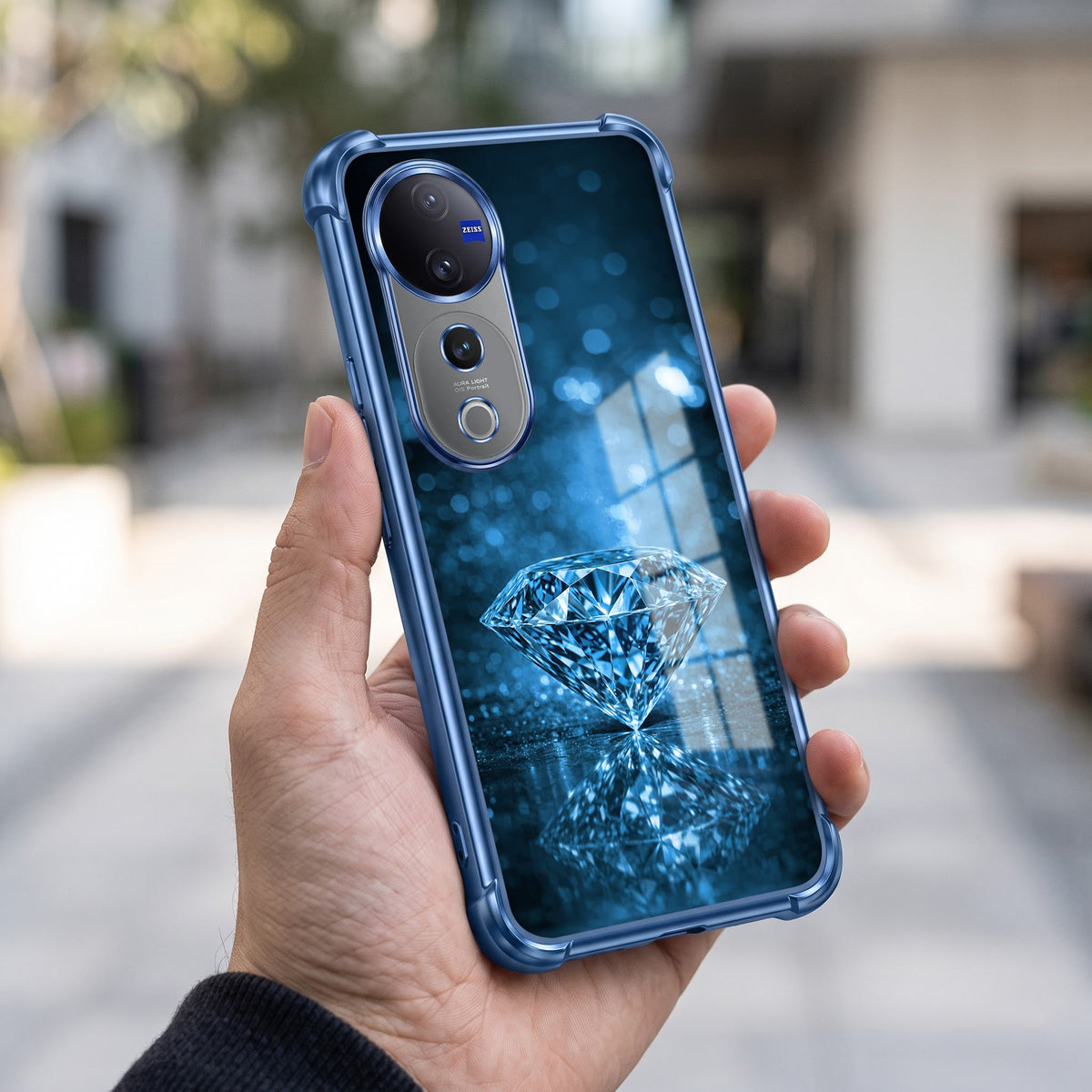 Vivo V40 Pro 5G Blue Diamond Airbags Printed Back Case