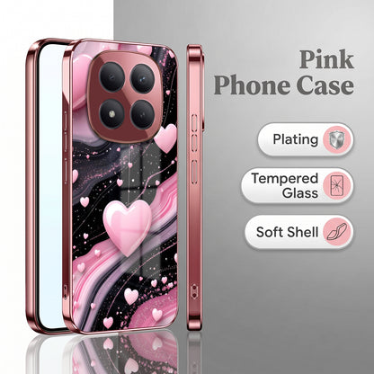 Redmi Note 15 Pro+ 5G Love Sparkle Pink Electroplated Glass Phone Back Case