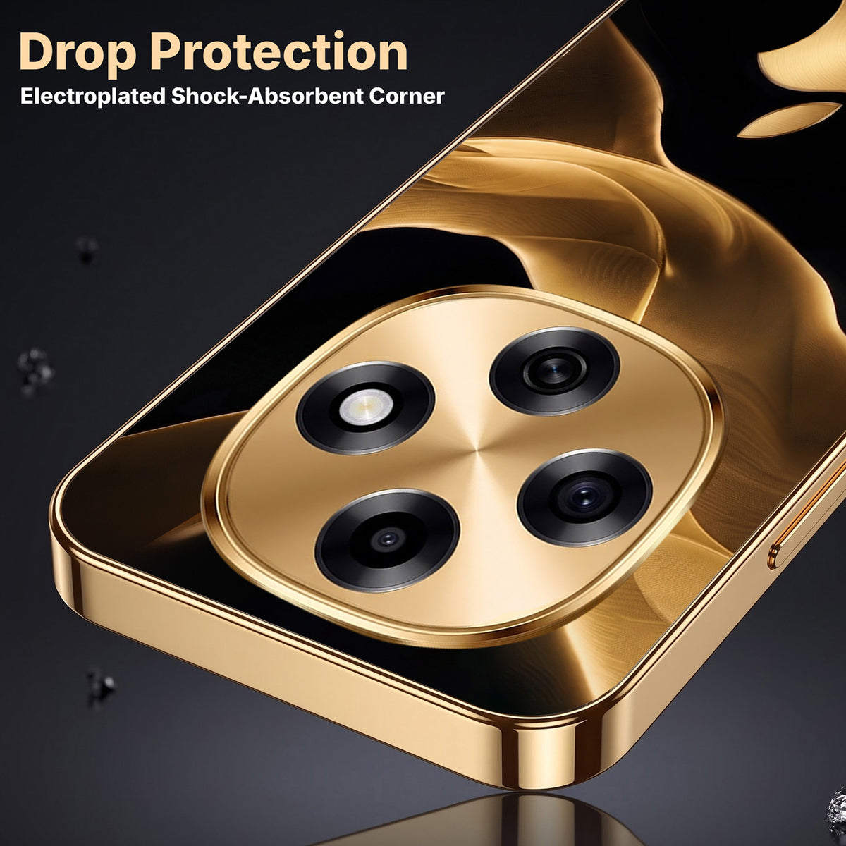 OPPO F31 Pro 5G Luxury Wave Gold Electroplated Glass Phone Back Case