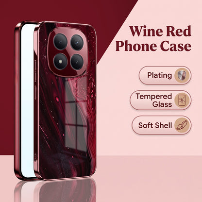 Redmi Note 15 Pro Plus 5G Marble Burgundy Electroplated Glass Back Case
