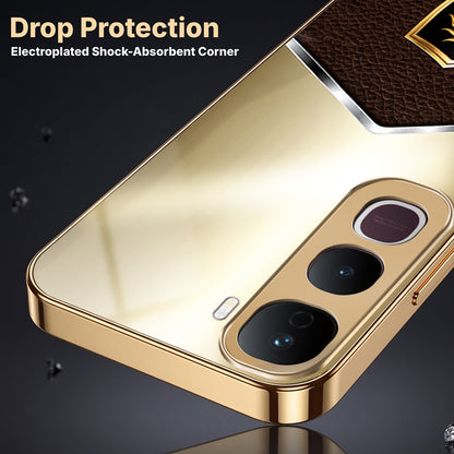 Vivo Y400 Pro 5G Dragon Crest Gold Electroplated Glass Phone Back Case