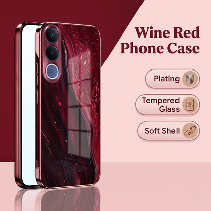 Vivo V70 FE 5G Marble Burgundy Electroplated Glass Back Case