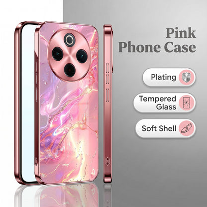 Vivo T4 5G Pearl Aurora Pink Electroplated Glass Phone Back Case