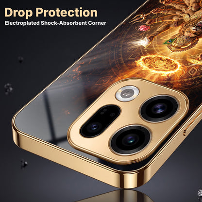 Oppo Find X9 5G Lord Narasimha Gold Electroplated Glass Phone Back Case