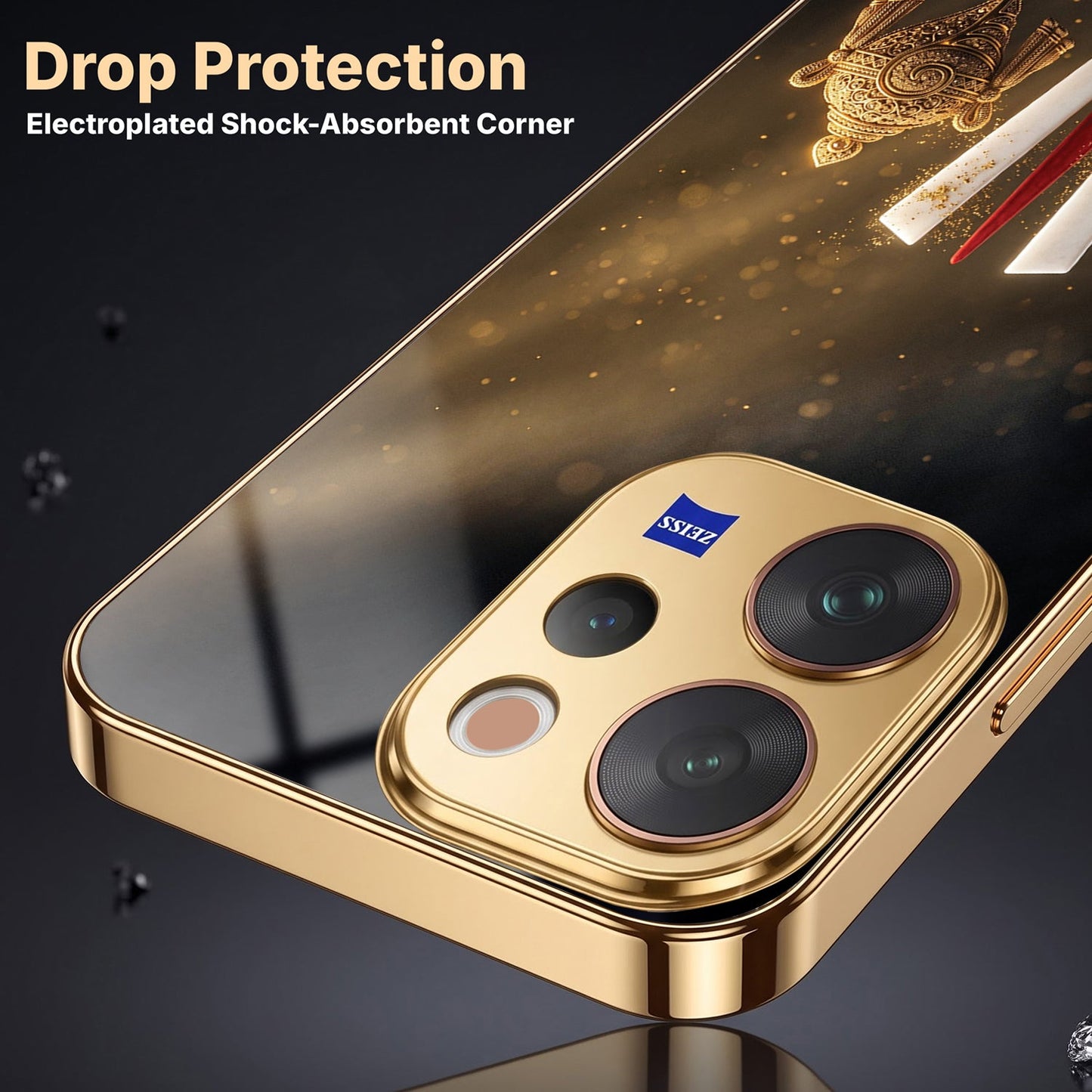 Vivo V70 5G Royal Heritage Edition Gold Electroplated Glass Phone Back Case