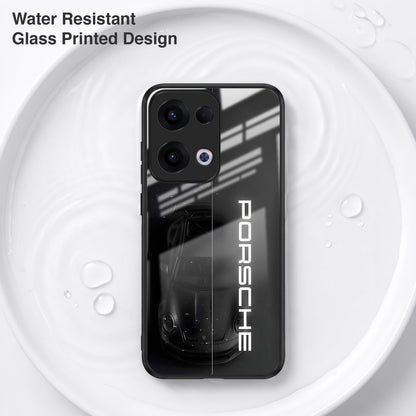 Oppo Reno 13 5G 5G Premium Acrylic Shockproof Glass Back Case (Black Porsche)