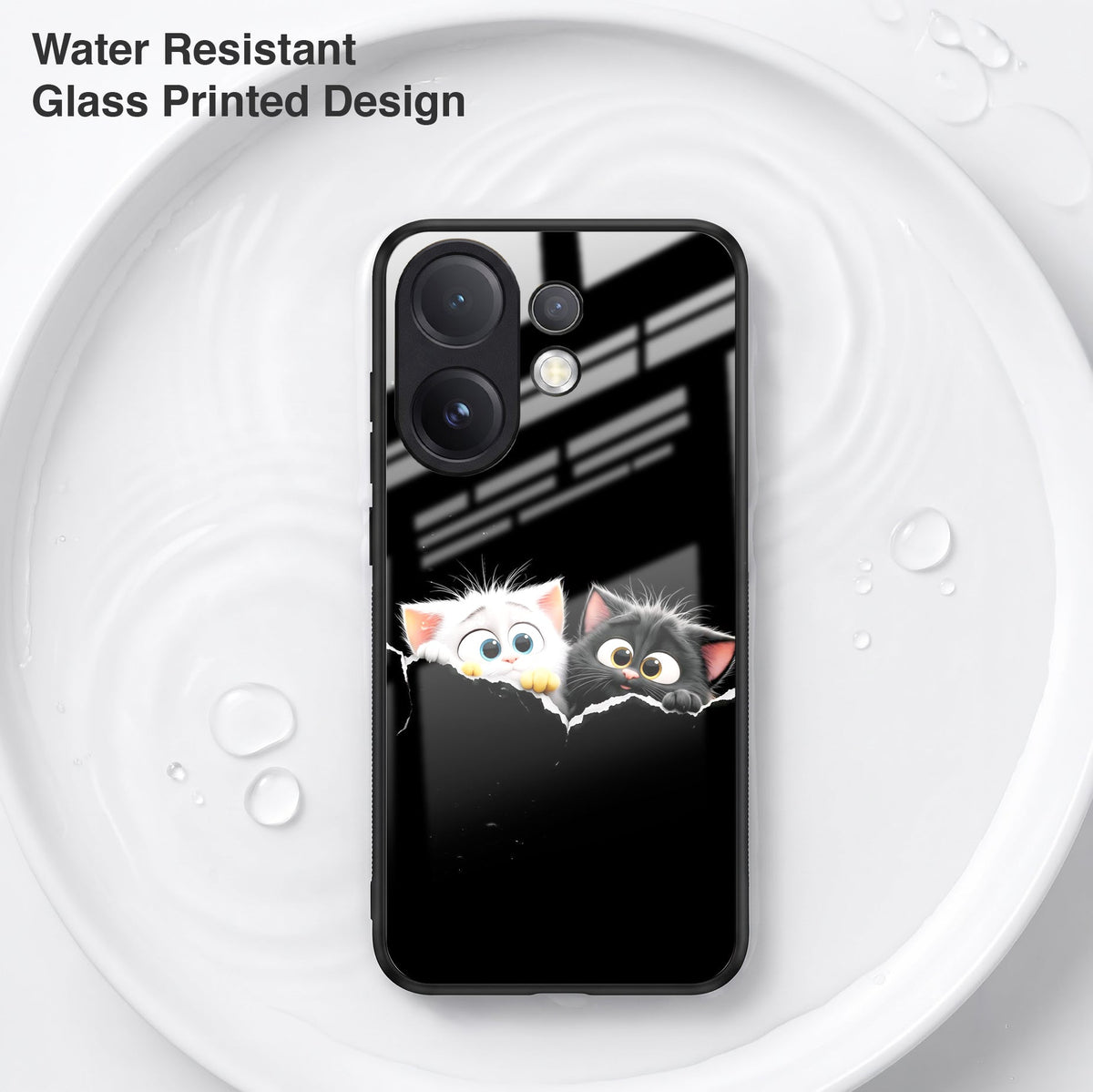 Vivo V60 5G Premium Acrylic Shockproof Glass Back Case (Cute Paws)
