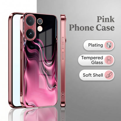 Vivo V60 5G Liquid Wave Pink Electroplated Glass Phone Back Case