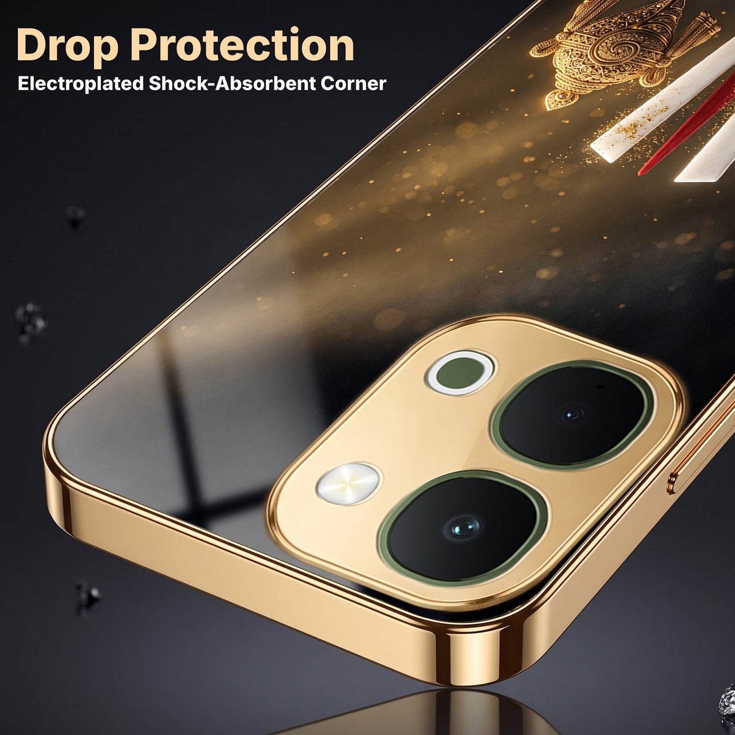 Vivo T5x 5G Royal Heritage Edition Gold Electroplated Glass Phone Back Case