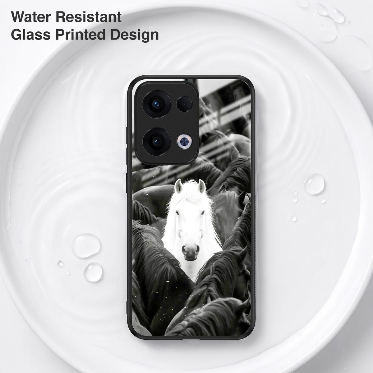 Oppo Reno 13 5G Premium Acrylic Shockproof Glass Back Case (Mystic Stallion)