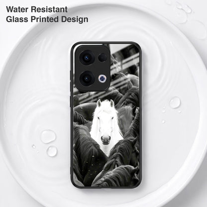 Oppo Reno 13 5G Premium Acrylic Shockproof Glass Back Case (Mystic Stallion)