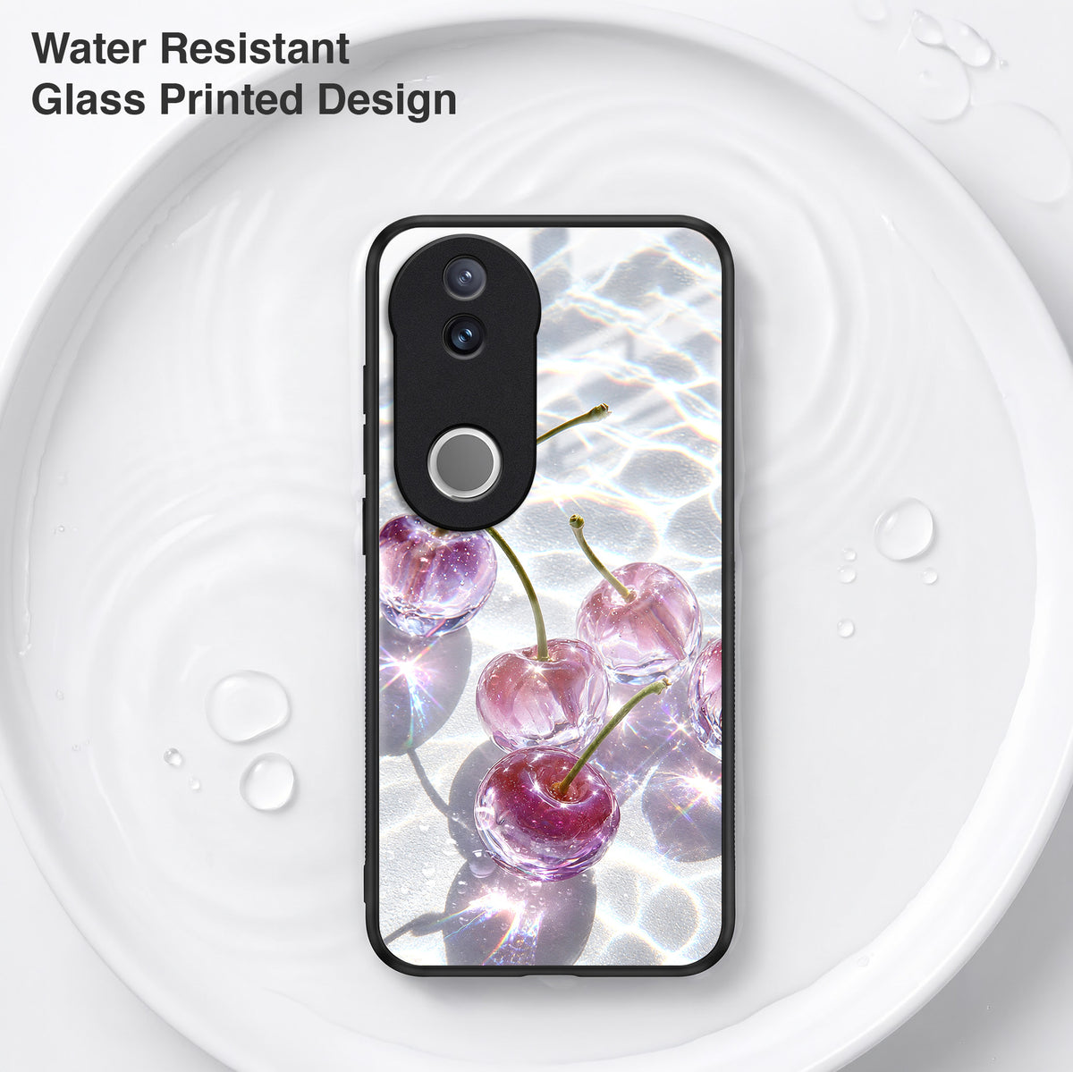 Vivo V50 5G Purple Transparent Cherry Acrylic Glass Back Case