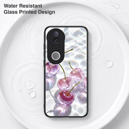 Vivo V50 5G Purple Transparent Cherry Acrylic Glass Back Case