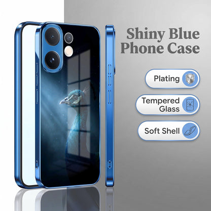 Vivo V60 5G Royal Peacock Blue Electroplated Glass Phone Back Case