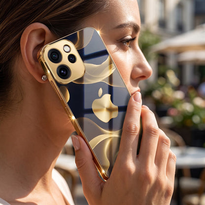 Oppo Reno 15 Pro Mini 5G Luxury Wave Gold Electroplated Glass Phone Back Case