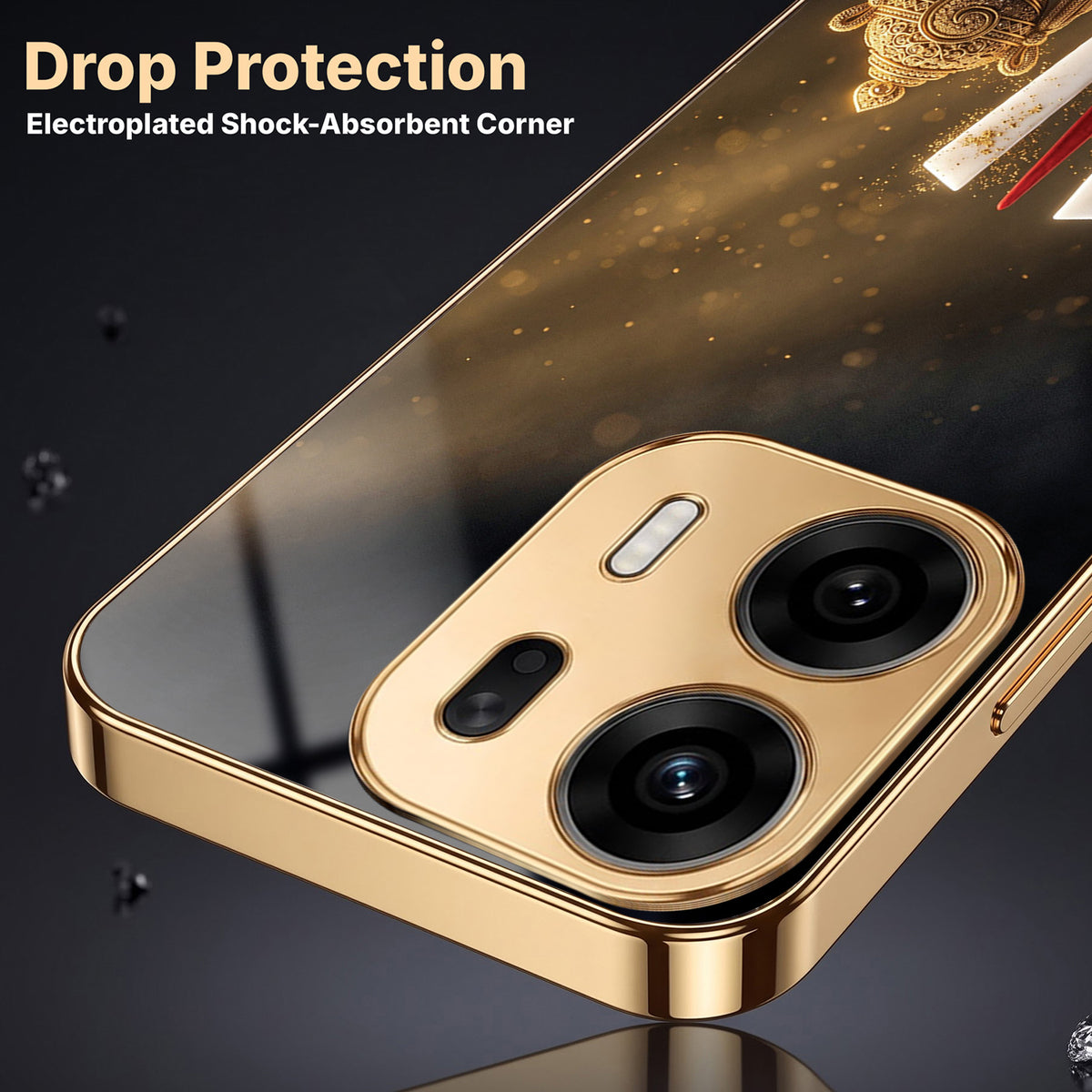 Oppo K14 Plus 5G Royal Heritage Edition Gold Electroplated Glass Phone Back Case