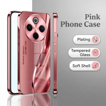Vivo T4 5G Luxury Infinity Energy Pink Electroplated Glass Phone Back Case