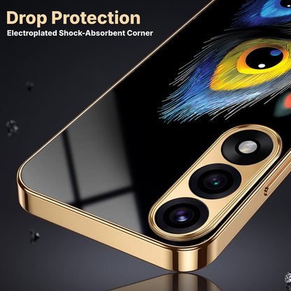 Oneplus Nord 5 5G Multi-Feather Peacock Gold Electroplated Glass Phone Back Case