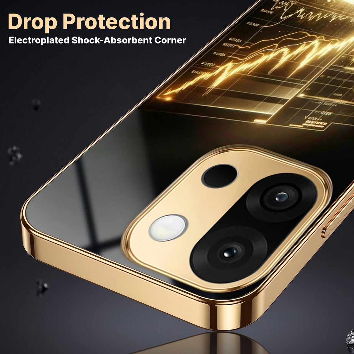OnePlus 13s 5G Luxury Wealth Trader Gold Electroplated Glass Phone Back Case