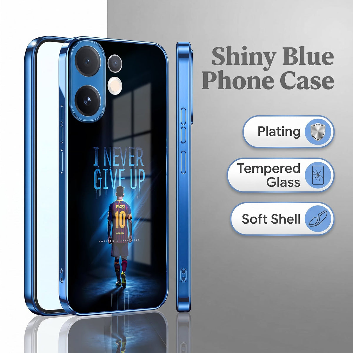 Vivo V60 5G Naver Give Up Blue Electroplated Glass Phone Back Case