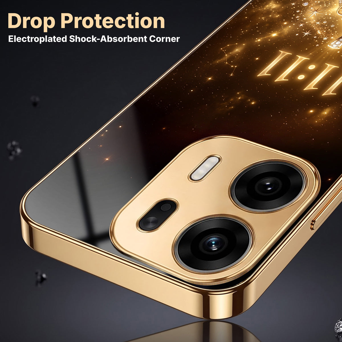 Oppo K14 Plus 5G God’s Plan Evil Eye Gold Electroplated Glass Phone Back Case