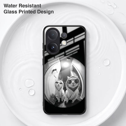 Vivo V60 5G Premium Acrylic Shockproof Glass Back Case (Purrfect Duo)