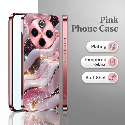 Vivo T4 5G Midnight Pearl Wave Pink Electroplated Glass Phone Back Case