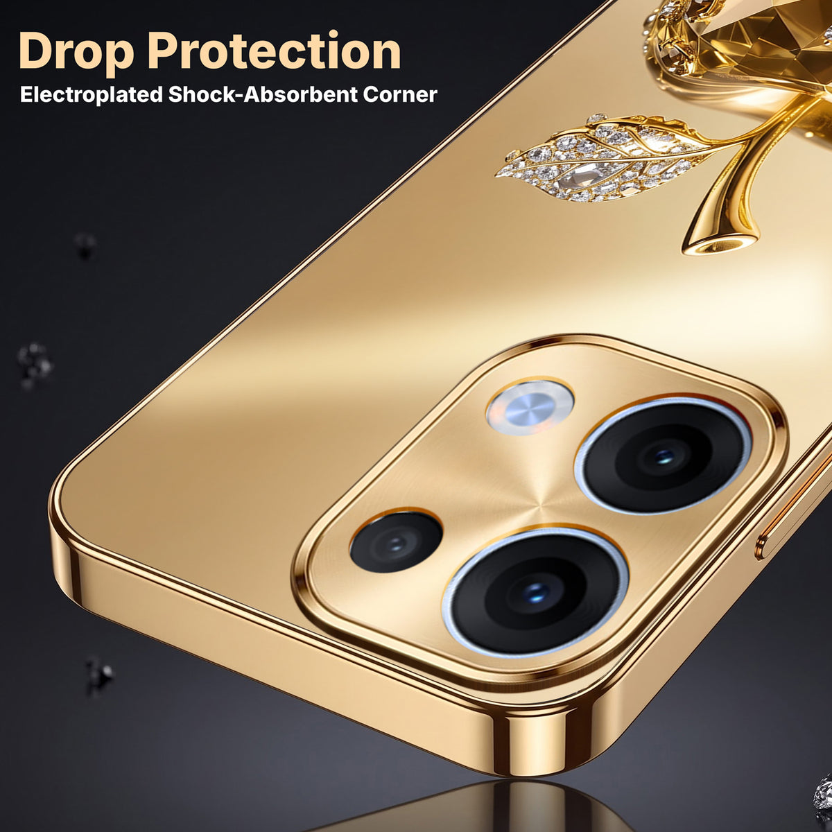 Oppo Reno 13 5G Golden Apple Gold Electroplated Glass Phone Back Case