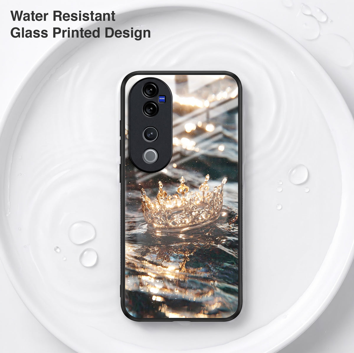 Vivo V40 Pro 5G Golden Crown Ocean Acrylic Glass Back Case