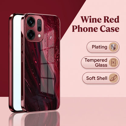 Oppo Reno 14 5G Marble Burgundy Electroplated Glass Back Case