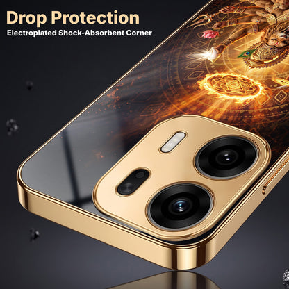 Oppo K14 Plus 5G Lord Narasimha Gold Electroplated Glass Phone Back Case