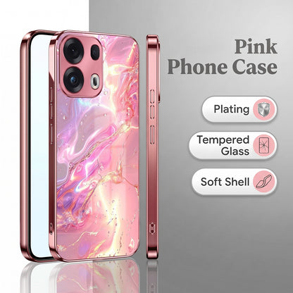 Oppo Reno 13 Pro 5G Pearl Aurora Pink Electroplated Glass Phone Back Case