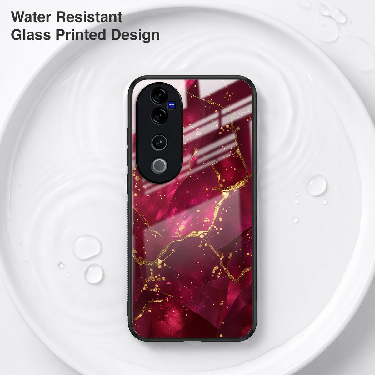 Vivo V40 Pro 5G Luxury Crimson Marble Acrylic Glass Back Case