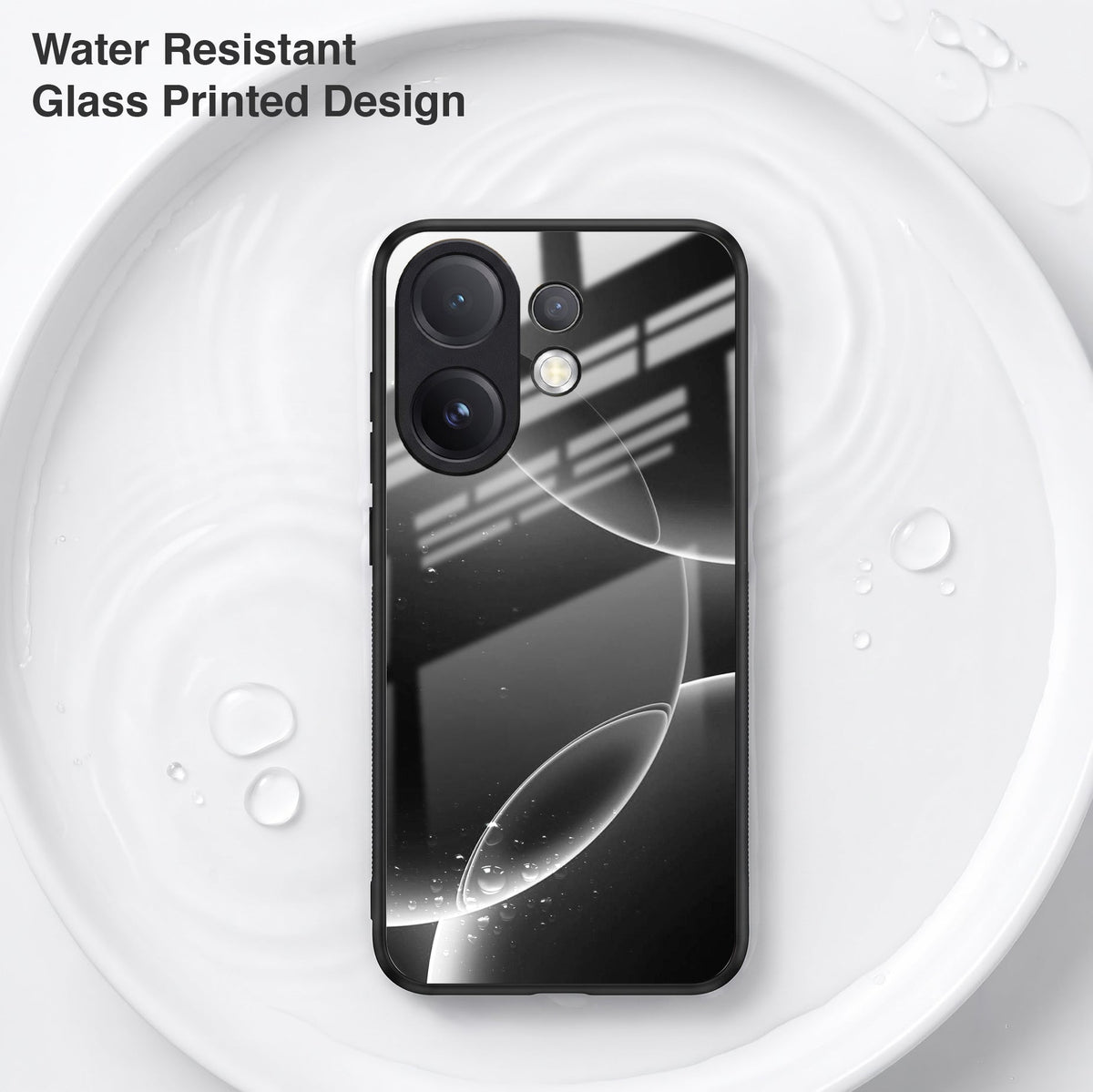 Vivo V60 5G Premium Acrylic Shockproof Glass Back Case (Black Wave)