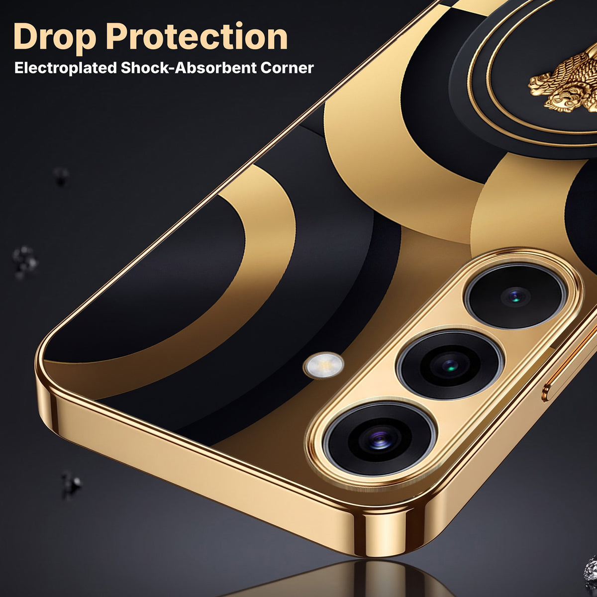 Samsung Galaxy A36 5G Royal Emblem Gold Electroplated Glass Phone Back Case