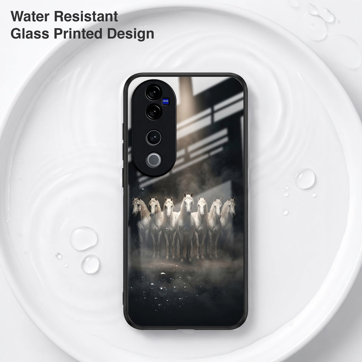 Vivo V40 Pro 5G Running Horses Acrylic Glass Back Case