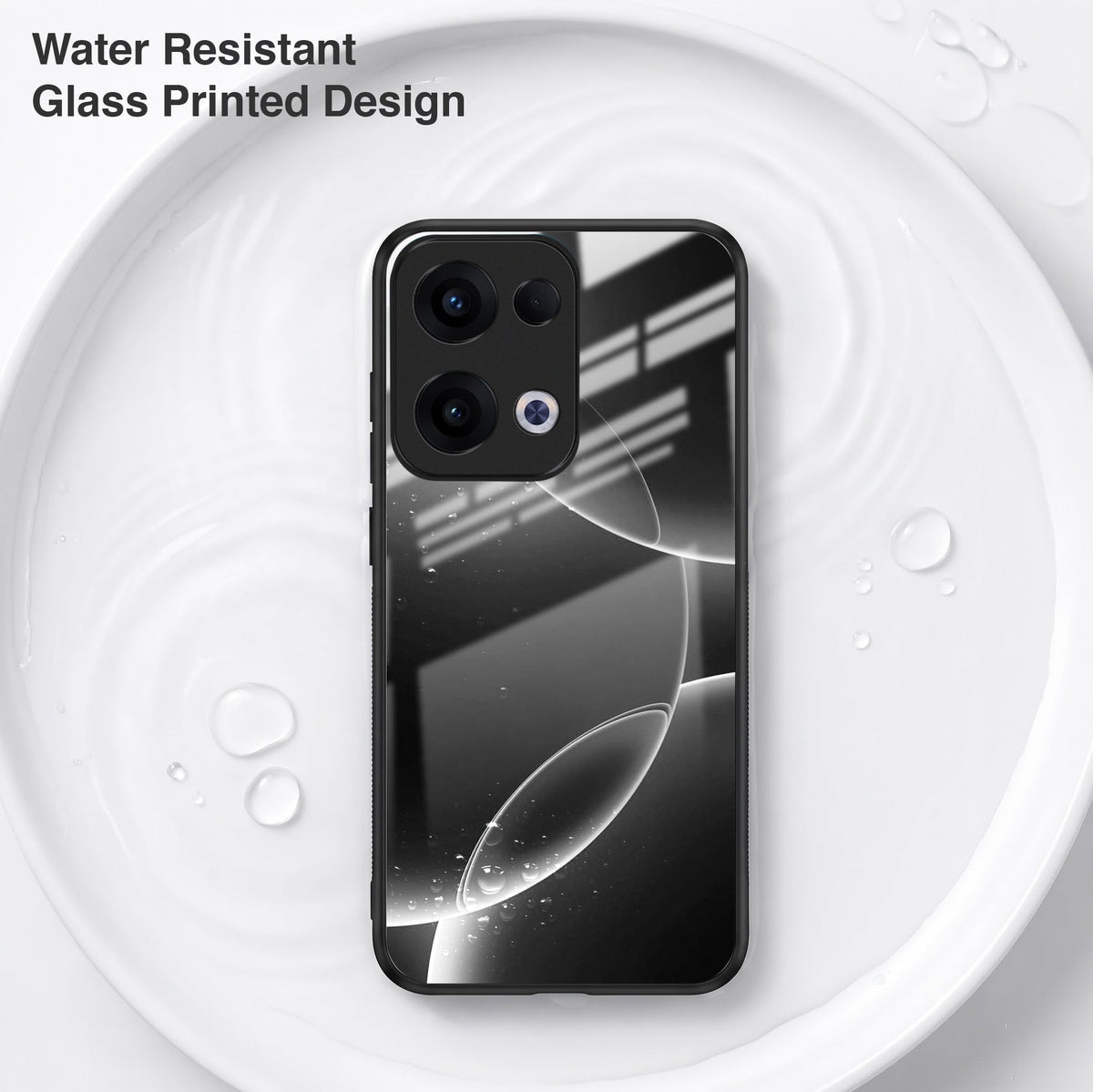 Oppo Reno 13 5G Premium Acrylic Shockproof Glass Back Case (Black Wave)