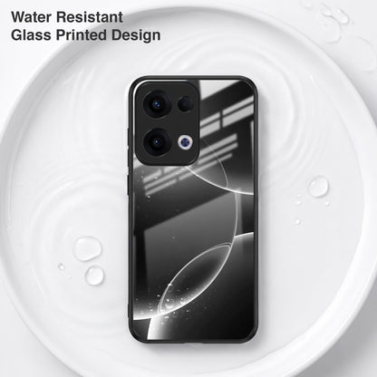 Oppo Reno 13 5G Premium Acrylic Shockproof Glass Back Case (Black Wave)