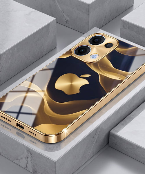 Oppo Reno 13 5G Luxury Wave Gold Electroplated Glass Phone Back Case