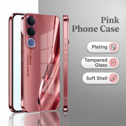 Vivo V70 FE 5G Luxury Infinity Energy Pink Electroplated Glass Phone Back Case
