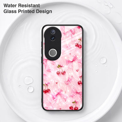 Vivo V50 5G Pink Cherry Blossom Acrylic Glass Back Case