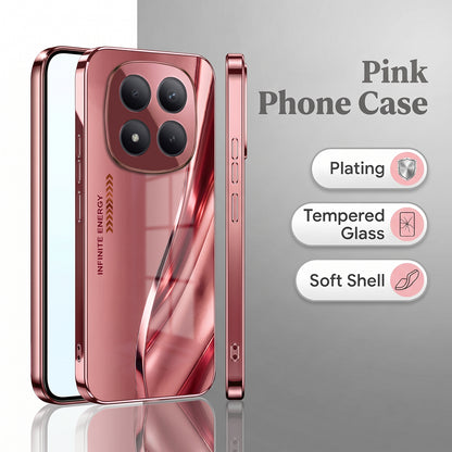 Redmi Note 15 Pro+ 5G Luxury Infinity Energy Pink Electroplated Glass Phone Back Case