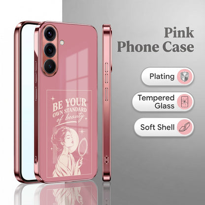 Samsung Galaxy A56 5G Luxury Aesthetic Girl Pink Electroplated Glass Phone Back Case