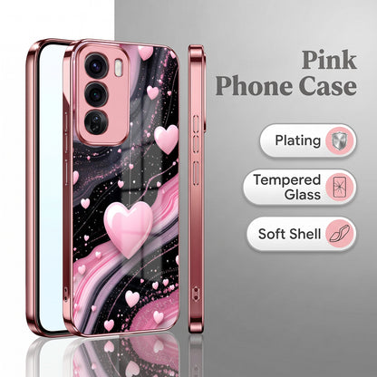 Oppo Reno 12 Pro 5G Love Sparkle Pink Electroplated Glass Phone Back Case