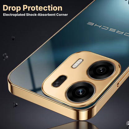Oppo K14 Plus 5G Porsche Luxury Gold Electroplated Glass Phone Back Case