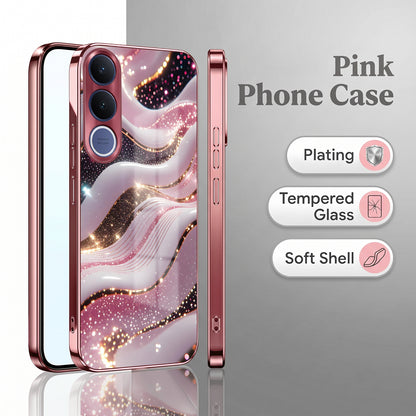 Vivo V70 FE 5G Midnight Pearl Wave Pink Electroplated Glass Phone Back Case